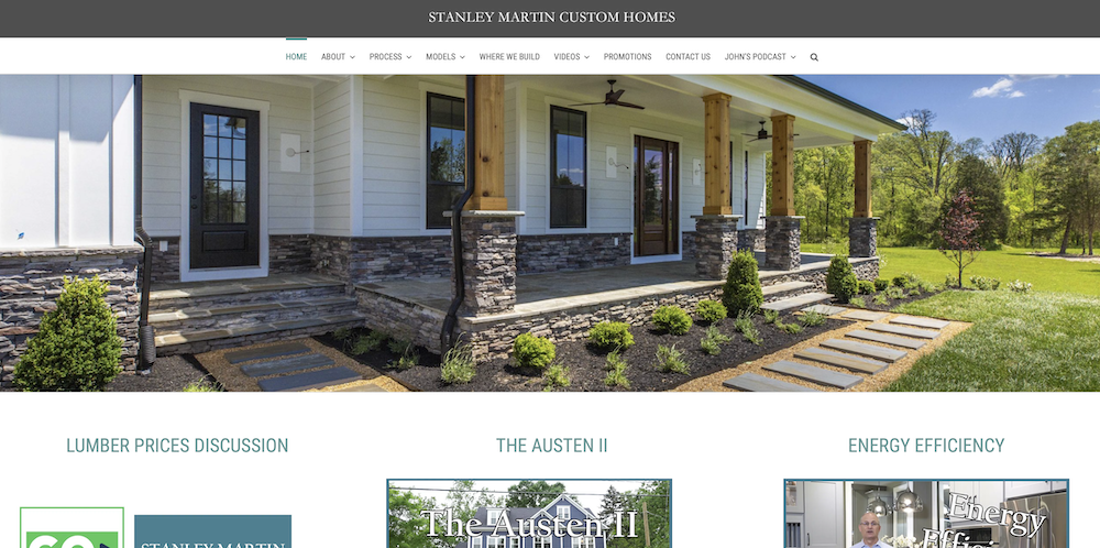 Website for Stanley Martin Custom Homes