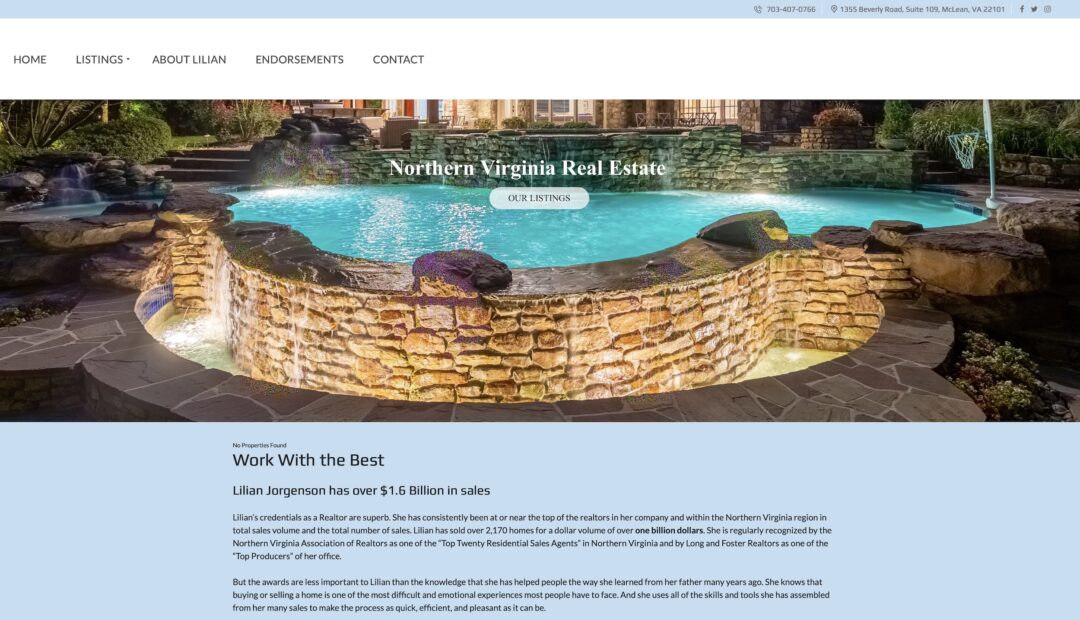 Website for Long and Foster Realtor