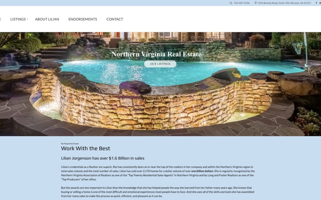 Website for Long and Foster Realtor